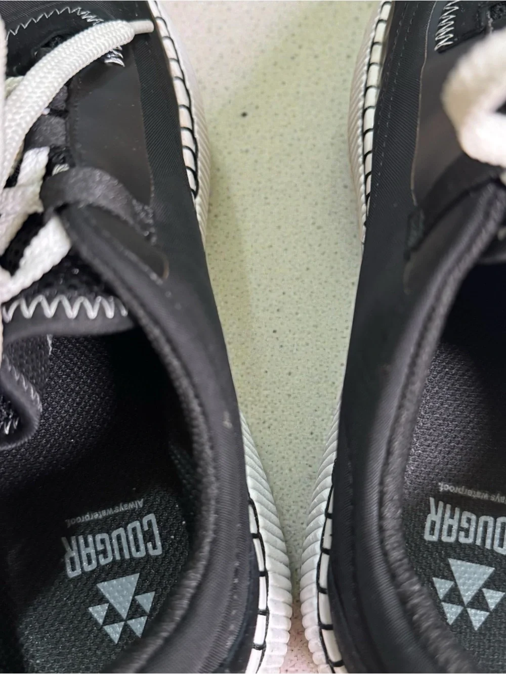 Cougar Size 8 Black Platform Sneakers with White Accents